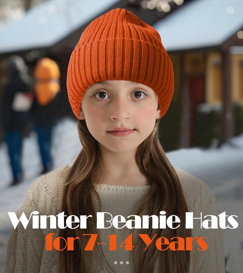 KDVOG Store Kids Merino Wool Beanie Hat,Unisex Children Warm Winter Cuffed Ski Caps Classic Knitted Skull Caps for Boys Girls 7-14Y - Image 2